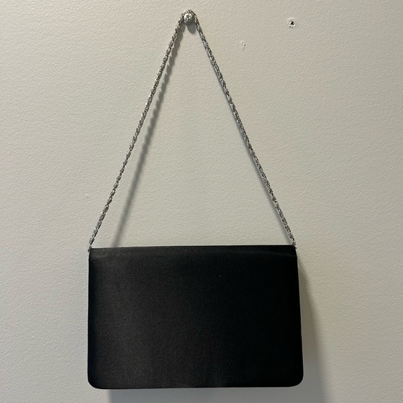 Jessica Handbags - Elegant Black Clutch with Silver chain